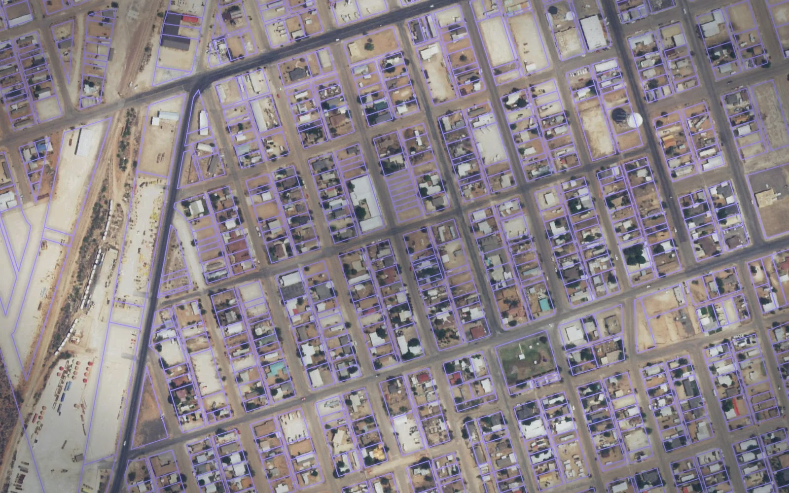 Parcel boundaries over aerial imagery of Winkler County, Texas