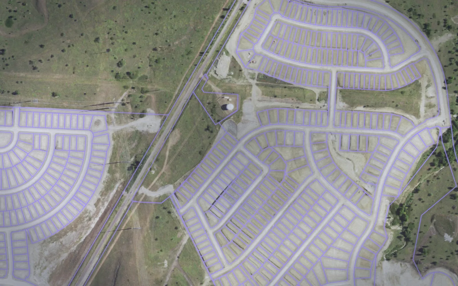 Parcel boundaries over aerial imagery of Wise County, Texas