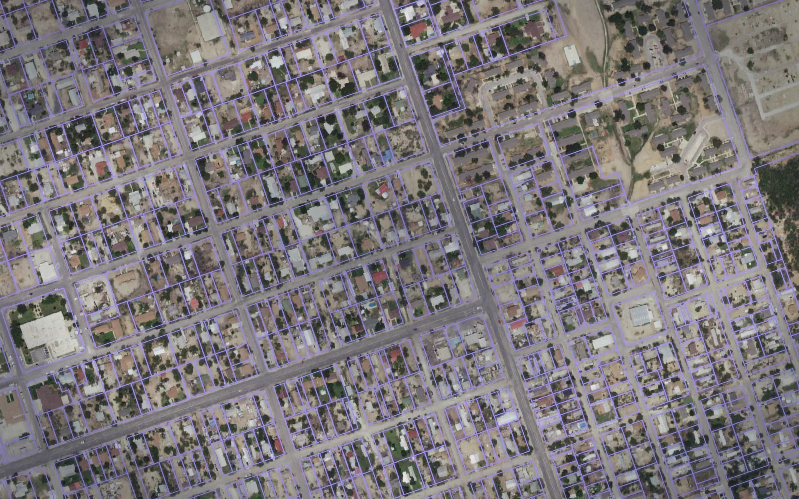 Parcel boundaries over aerial imagery of Zavala County, Texas