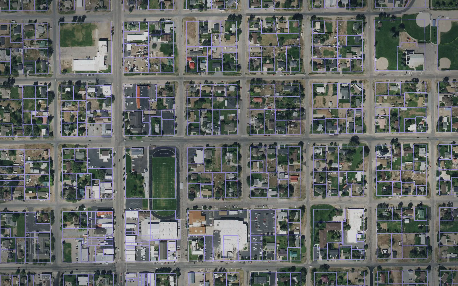 Parcel boundaries over aerial imagery of Beaver County, Utah