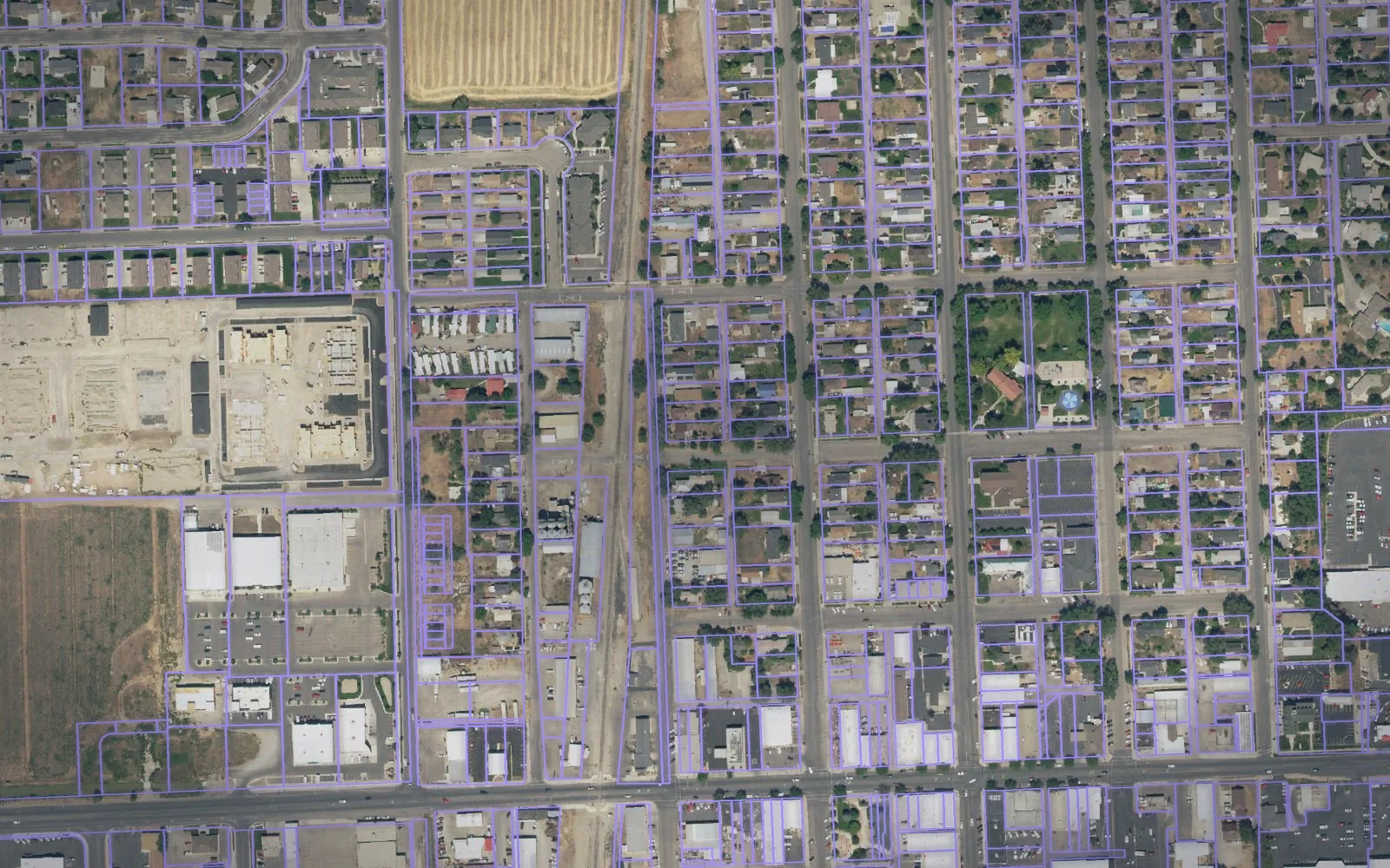 Parcel boundaries over aerial imagery of Box Elder County, Utah