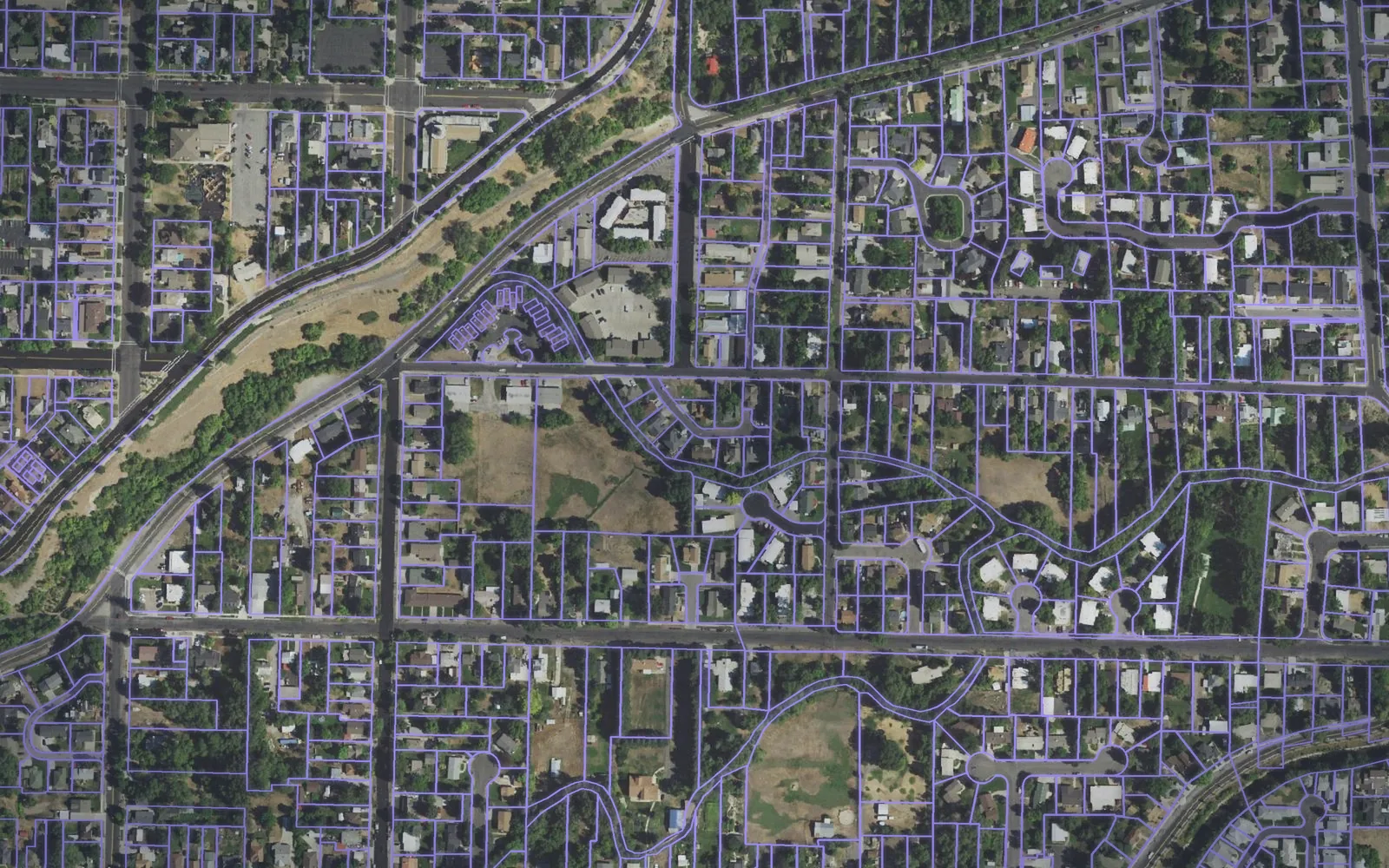 Parcel boundaries over aerial imagery of Cache County, Utah
