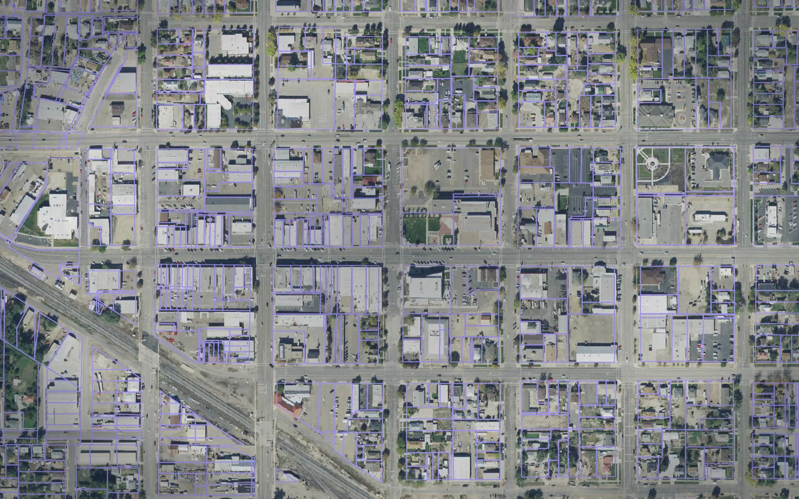 Parcel boundaries over aerial imagery of Carbon County, Utah