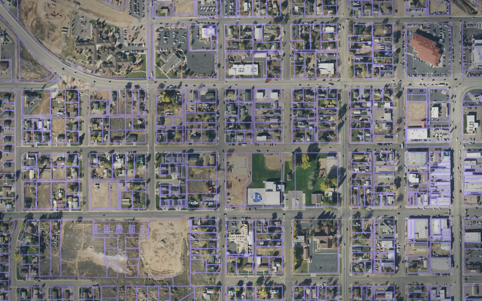 Parcel boundaries over aerial imagery of Duchesne County, Utah