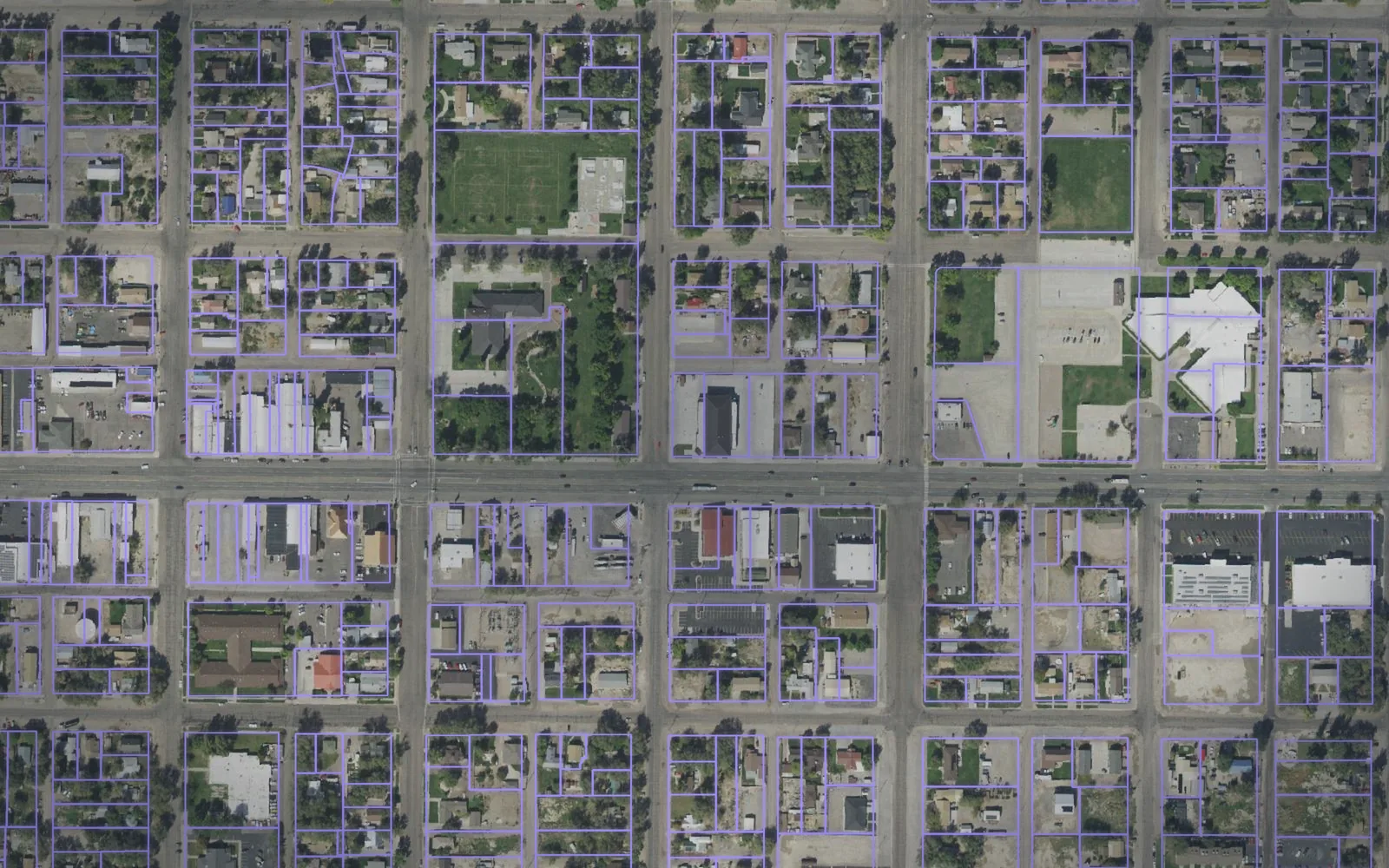 Parcel boundaries over aerial imagery of Millard County, Utah