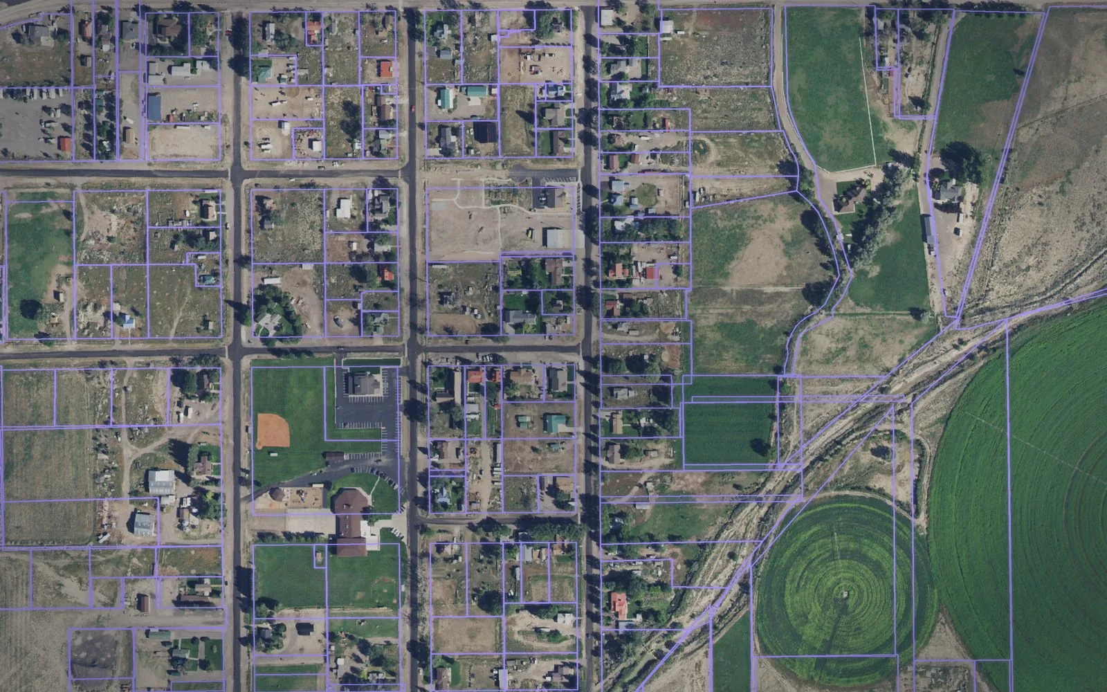 Parcel boundaries over aerial imagery of Piute County, Utah