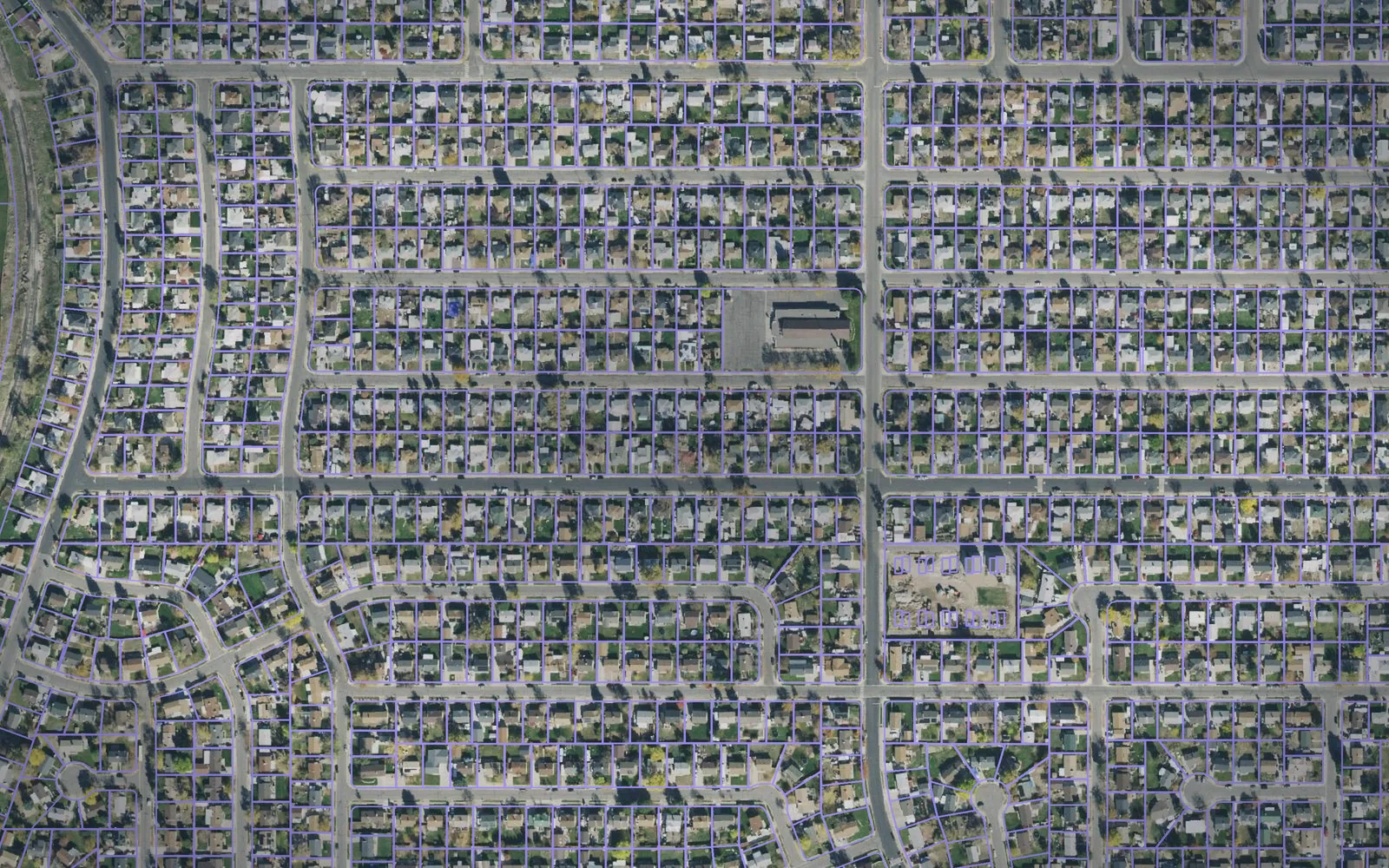 Parcel boundaries over aerial imagery of Salt Lake County, Utah