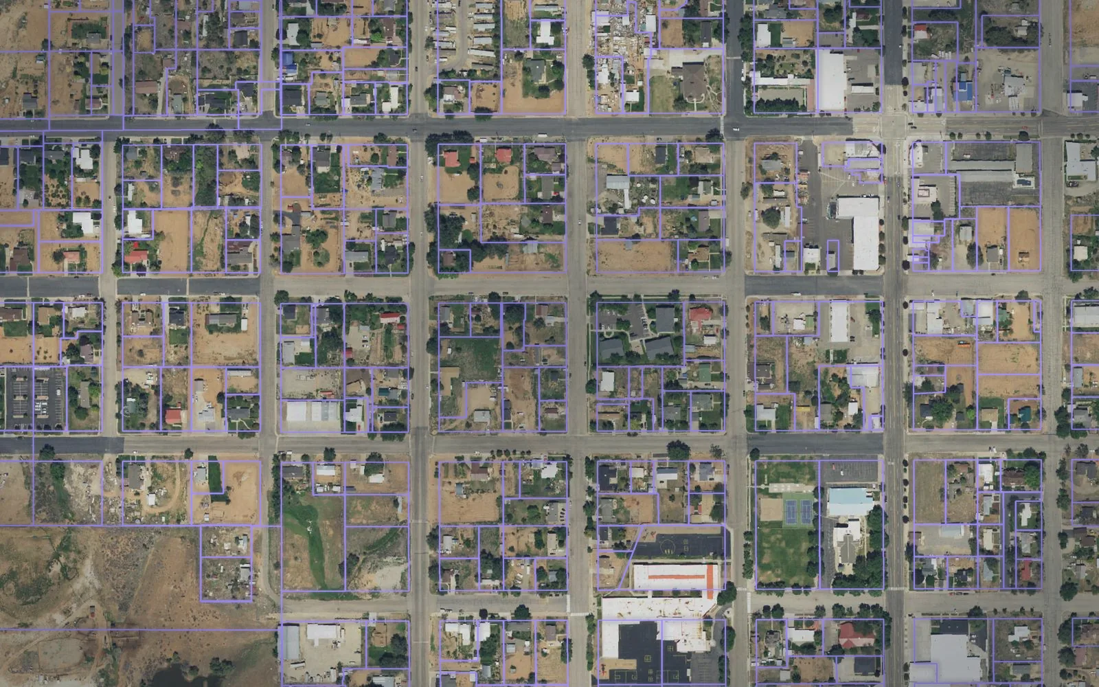 Parcel boundaries over aerial imagery of San Juan County, Utah