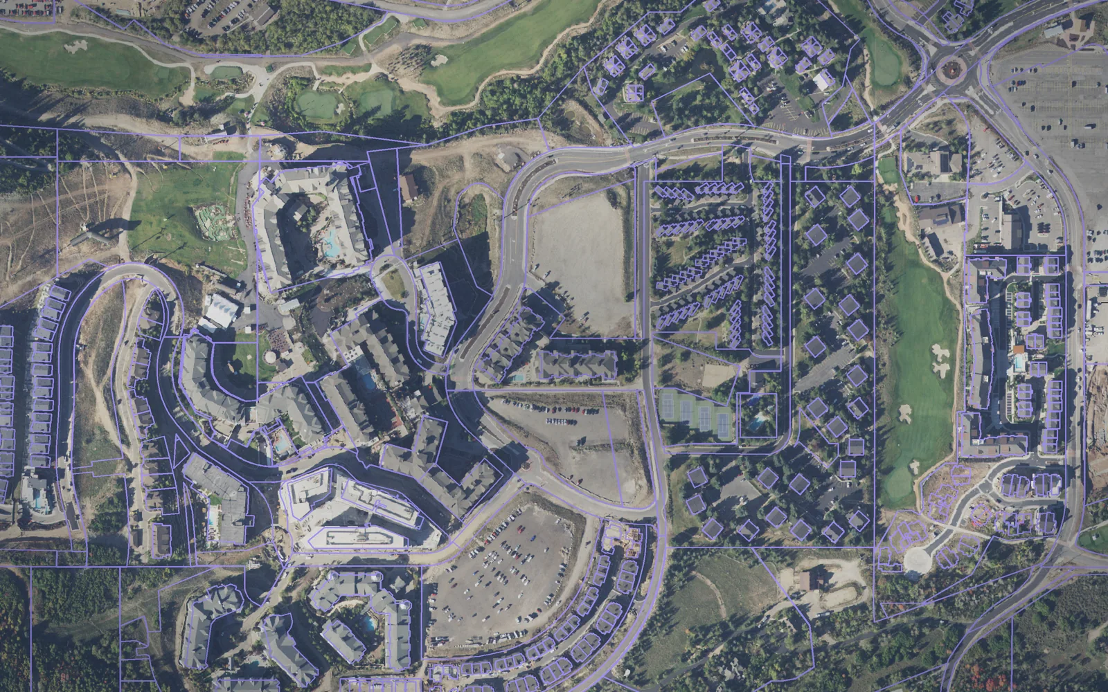 Parcel boundaries over aerial imagery of Summit County, Utah