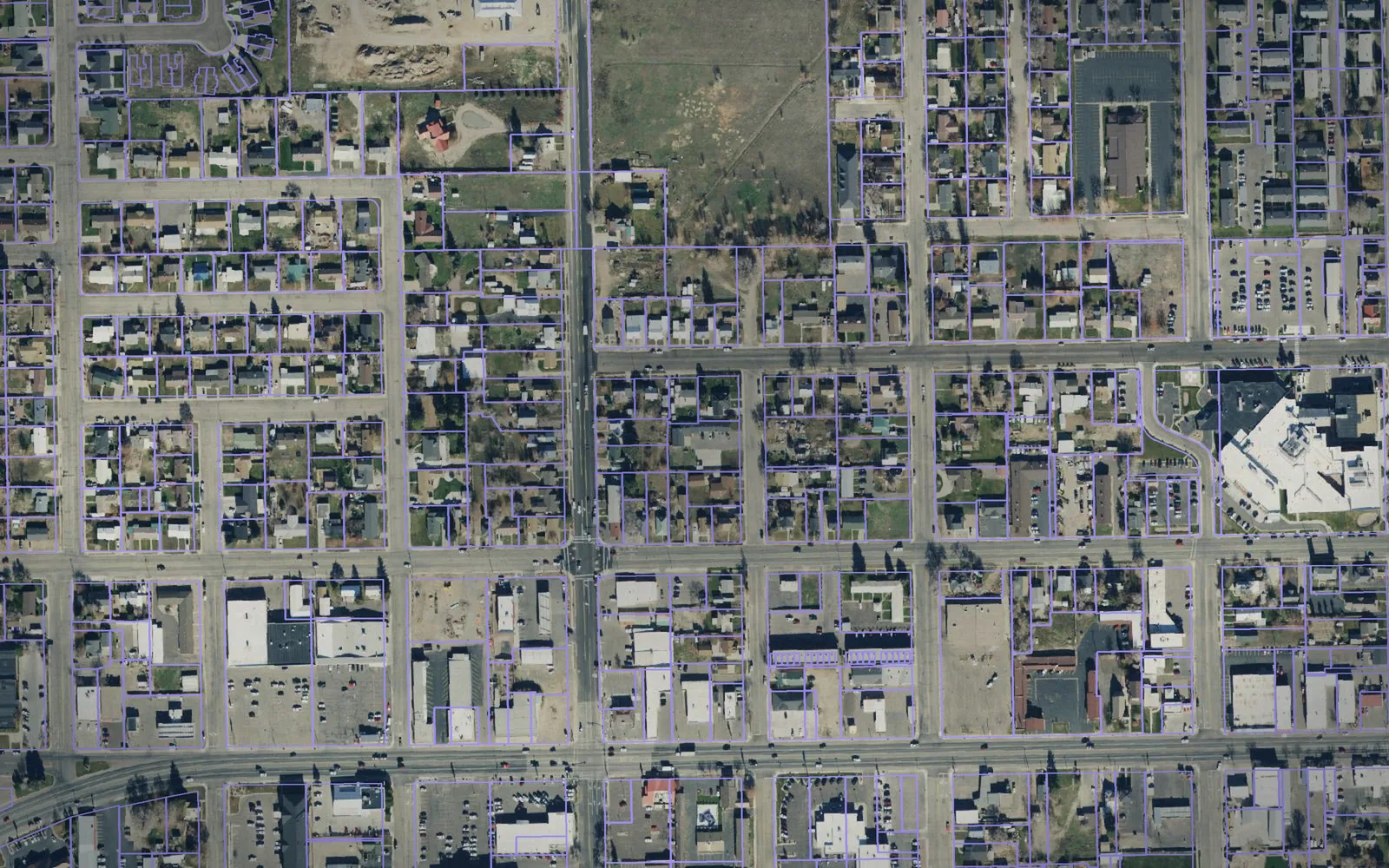 Parcel boundaries over aerial imagery of Uintah County, Utah