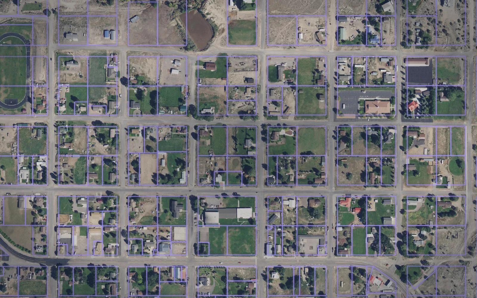 Parcel boundaries over aerial imagery of Wayne County, Utah
