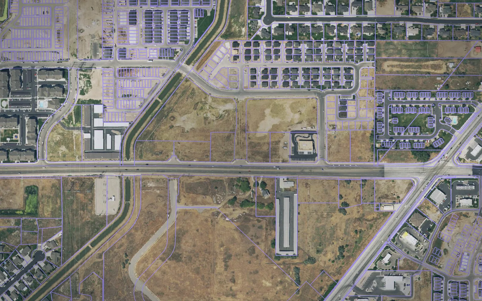 Parcel boundaries over aerial imagery of Weber County, Utah