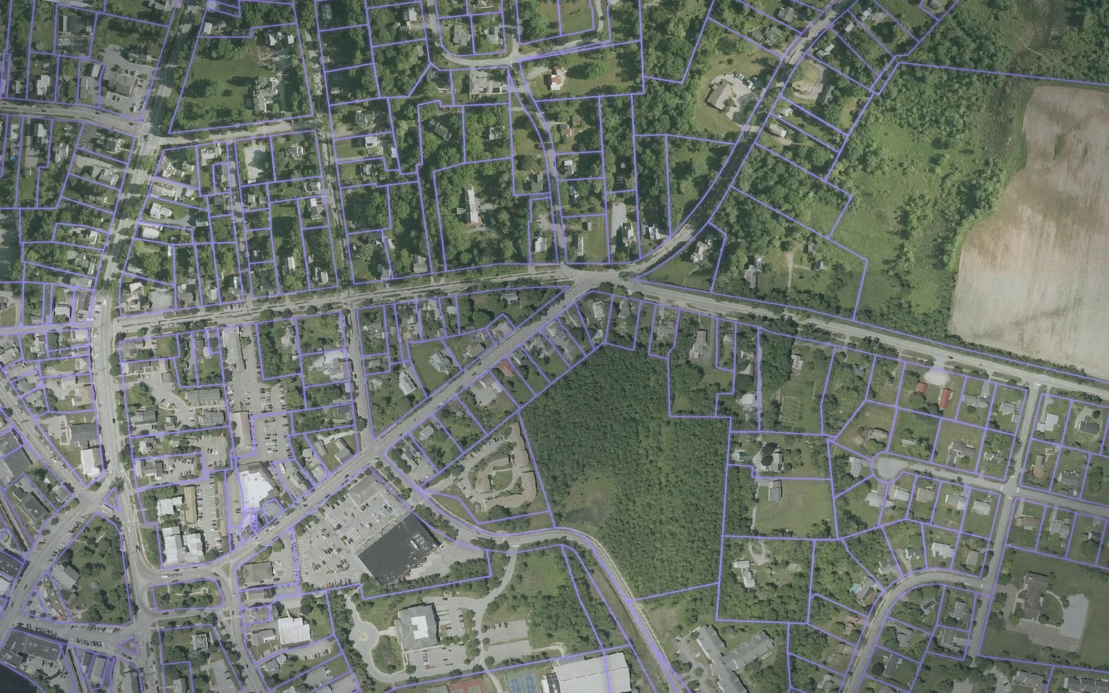 Parcel boundaries over aerial imagery of Addison County, Vermont