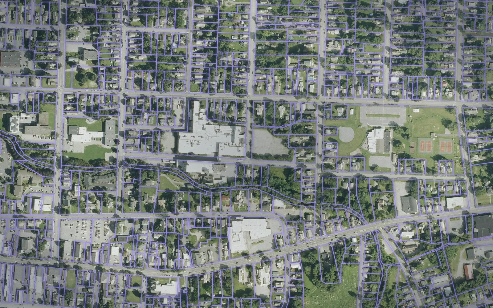 Parcel boundaries over aerial imagery of Bennington County, Vermont