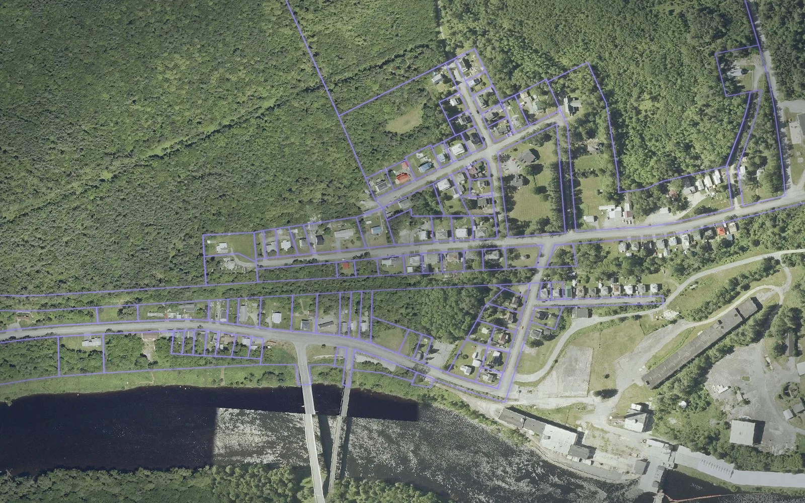 Parcel boundaries over aerial imagery of Essex County, Vermont