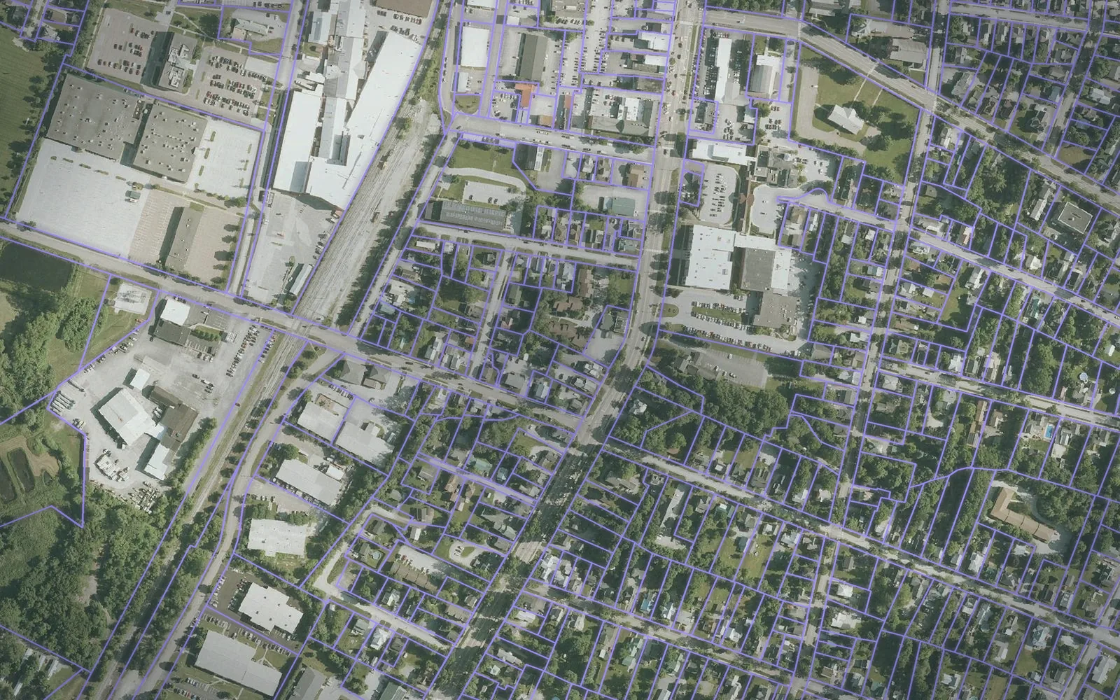 Parcel boundaries over aerial imagery of Franklin County, Vermont