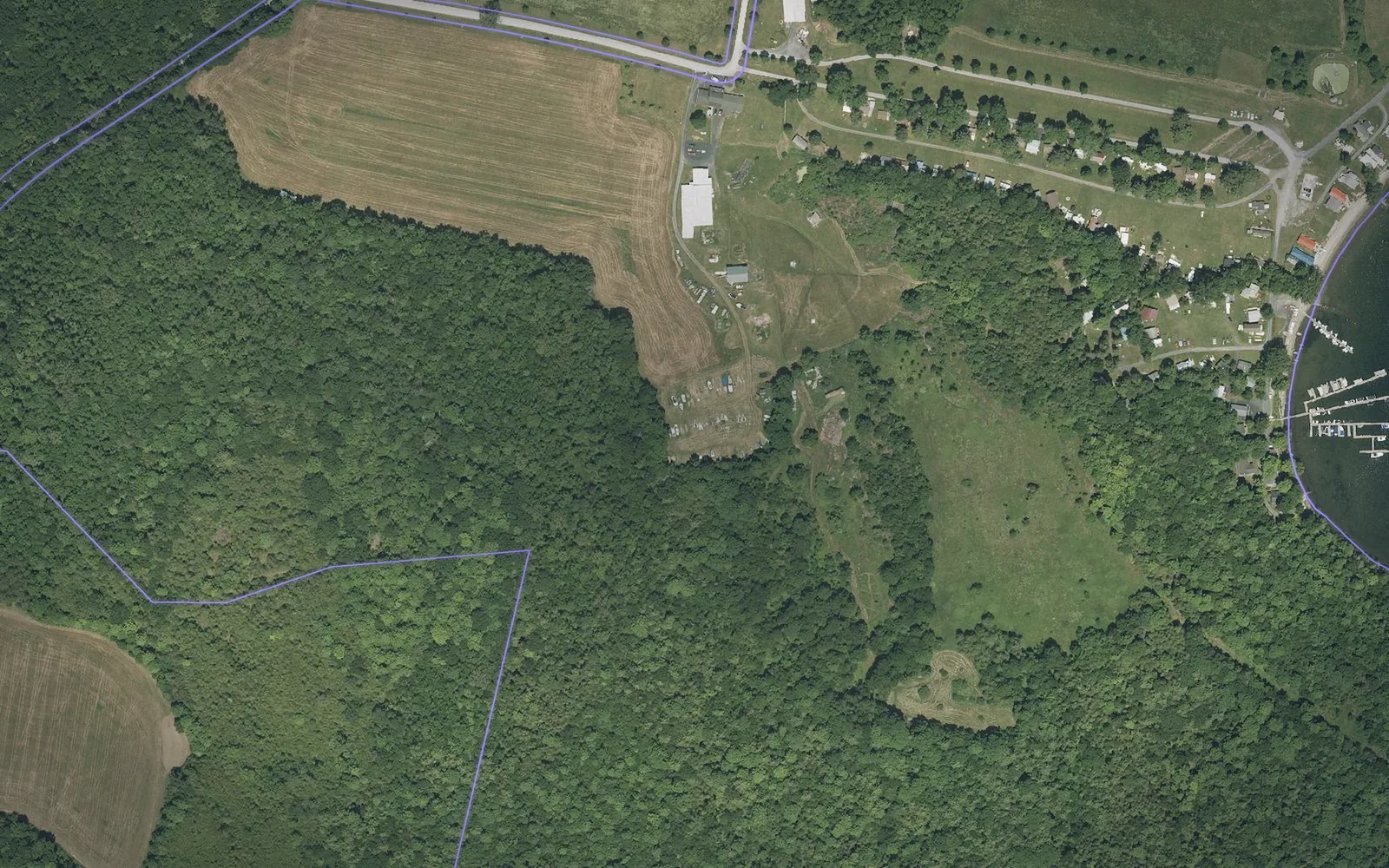 Parcel boundaries over aerial imagery of Grand Isle County, Vermont