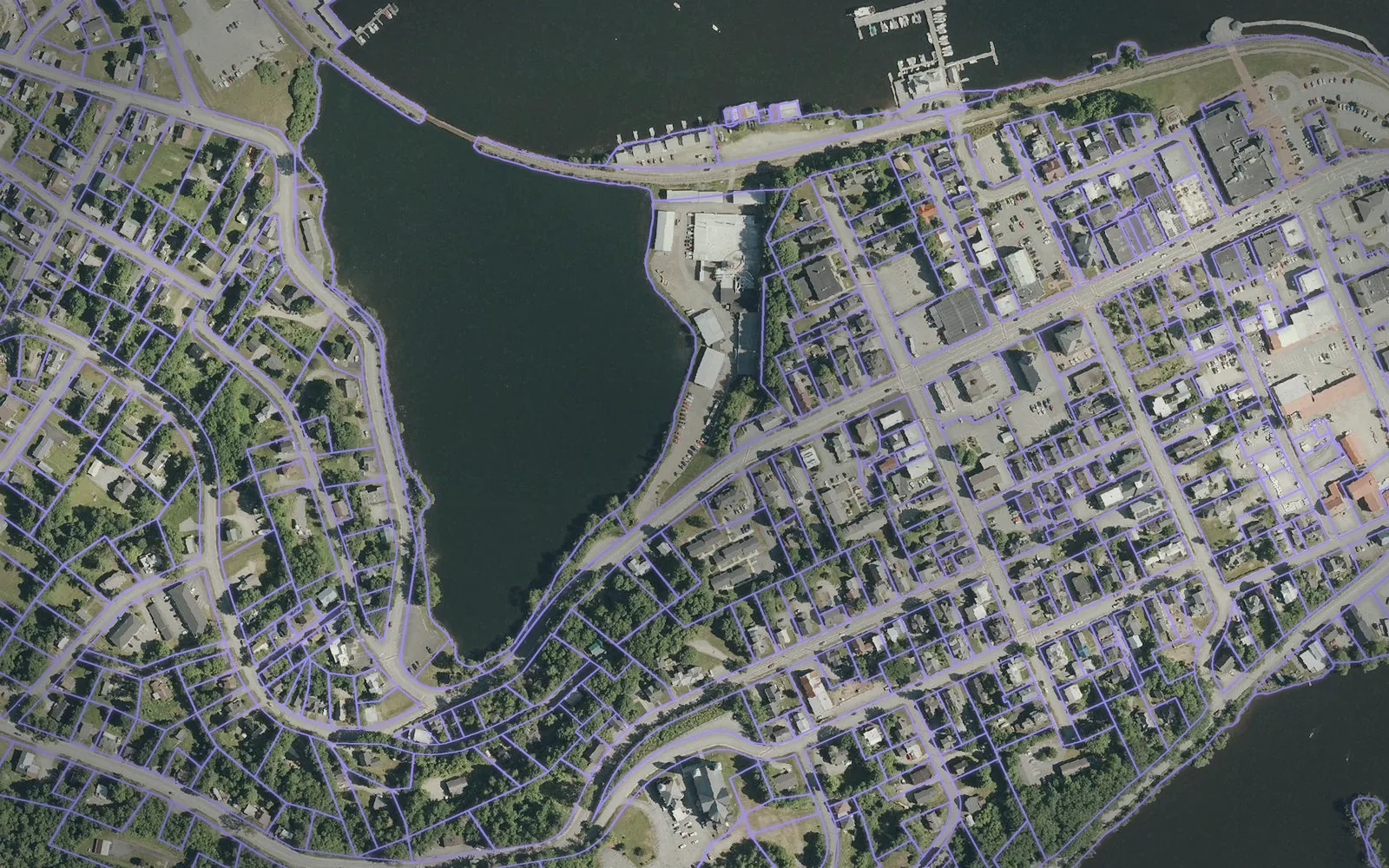 Parcel boundaries over aerial imagery of Orleans County, Vermont