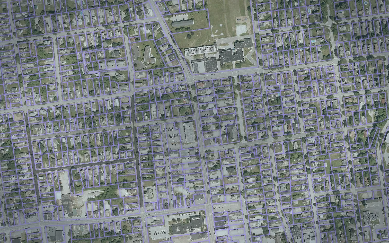 Parcel boundaries over aerial imagery of Rutland County, Vermont