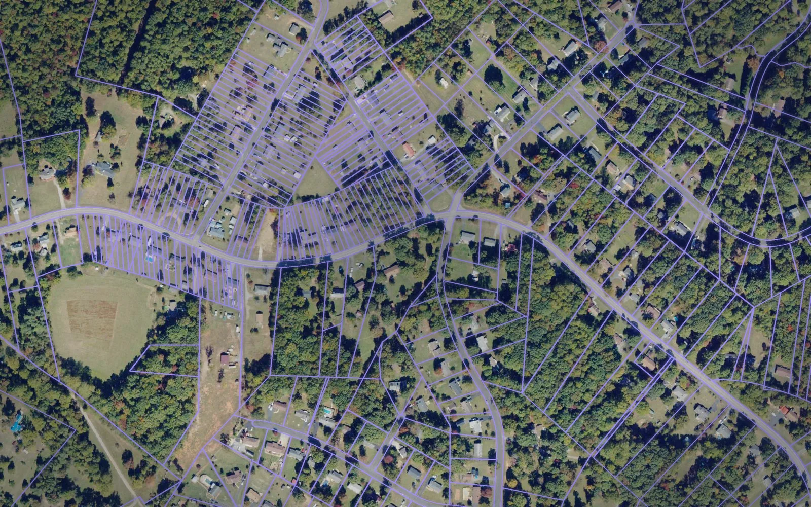 Parcel boundaries over aerial imagery of Amherst County, Virginia