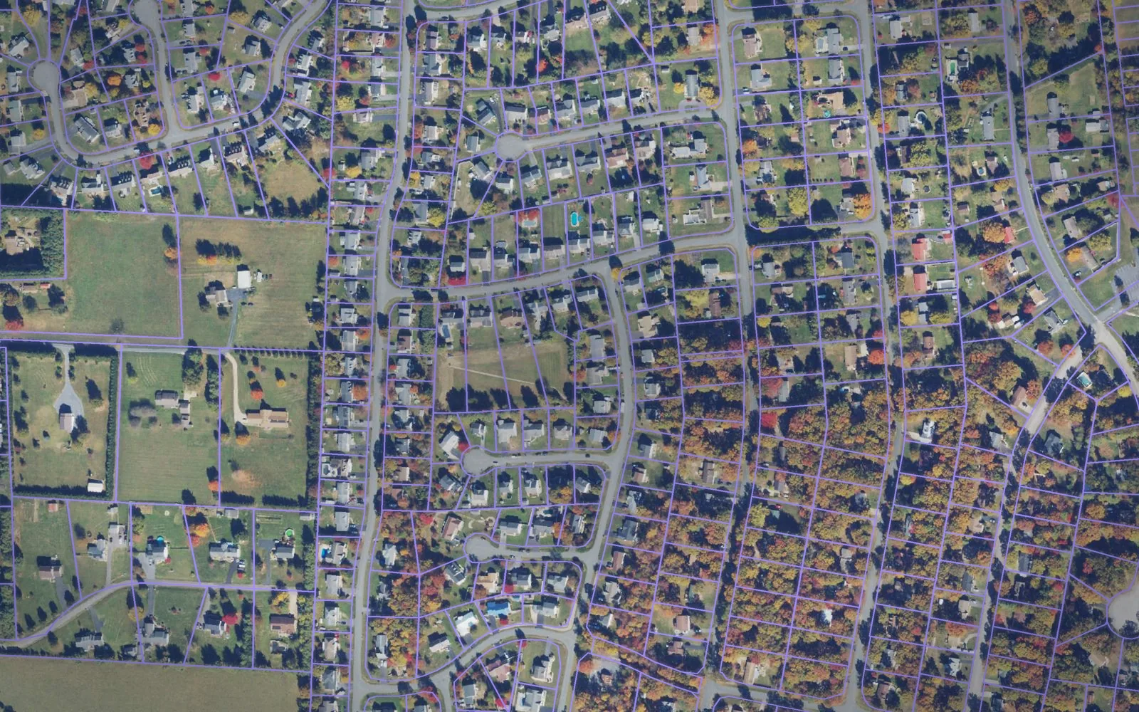 Parcel boundaries over aerial imagery of Augusta County, Virginia