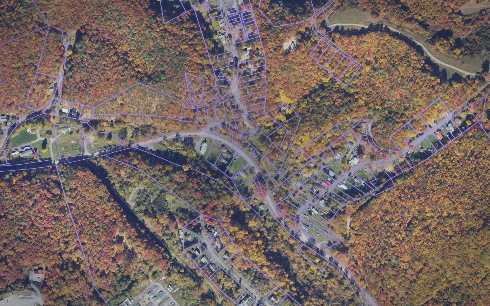 Parcel boundaries over aerial imagery of Bath County, Virginia