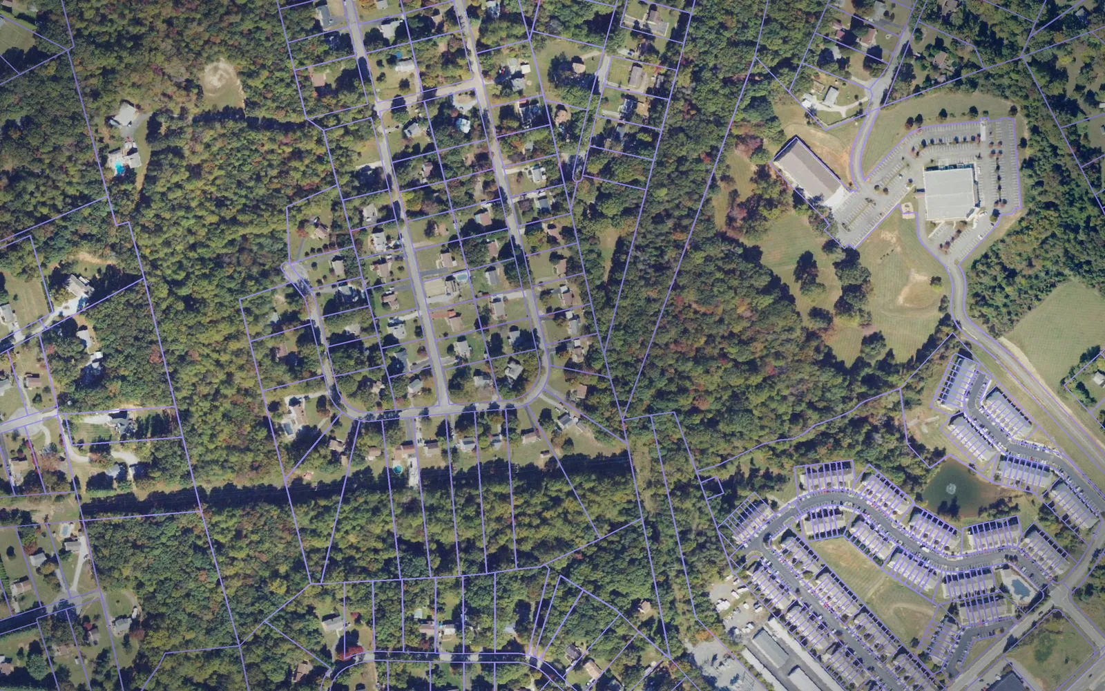 Parcel boundaries over aerial imagery of Campbell County, Virginia
