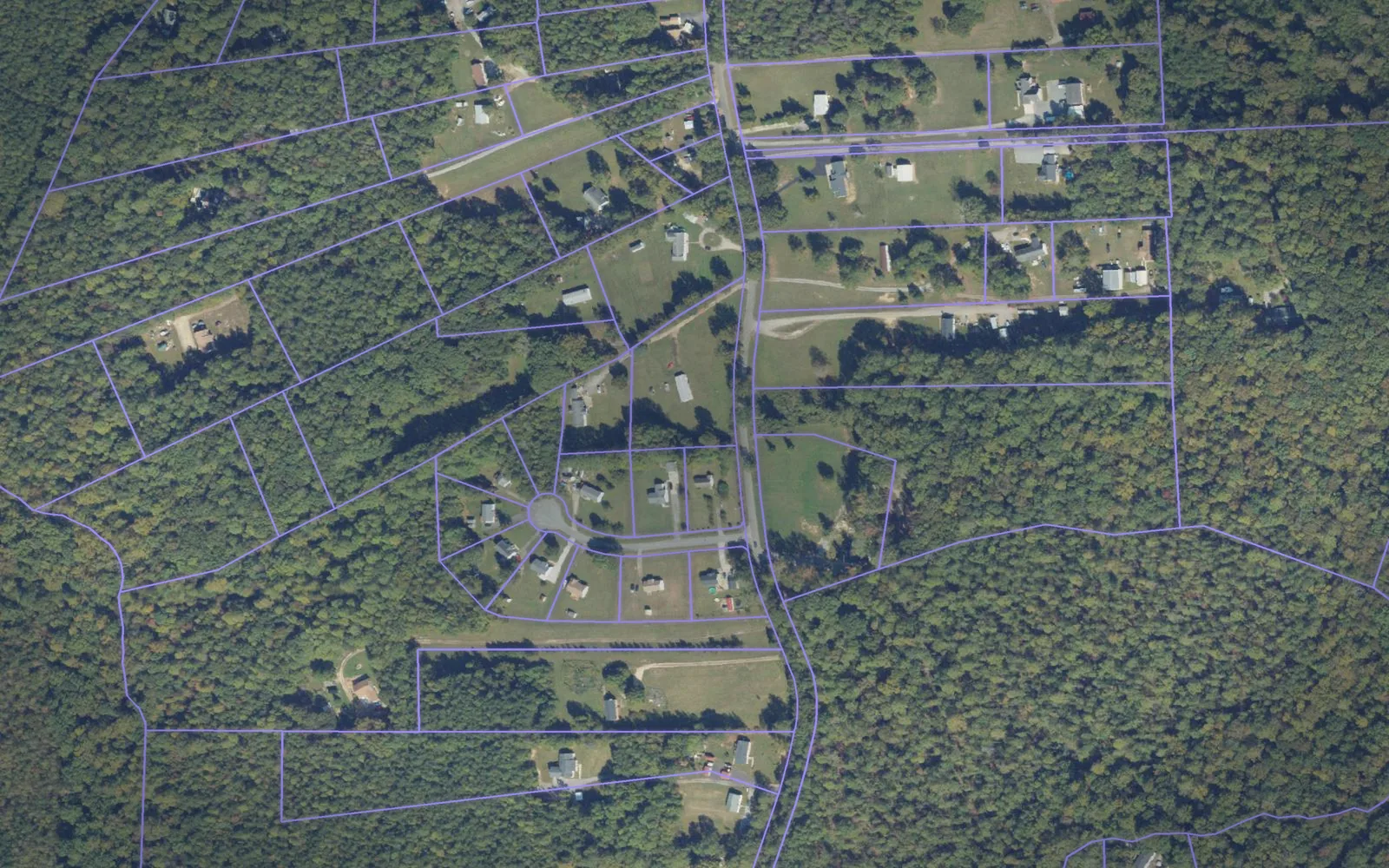 Parcel boundaries over aerial imagery of Charles City County, Virginia