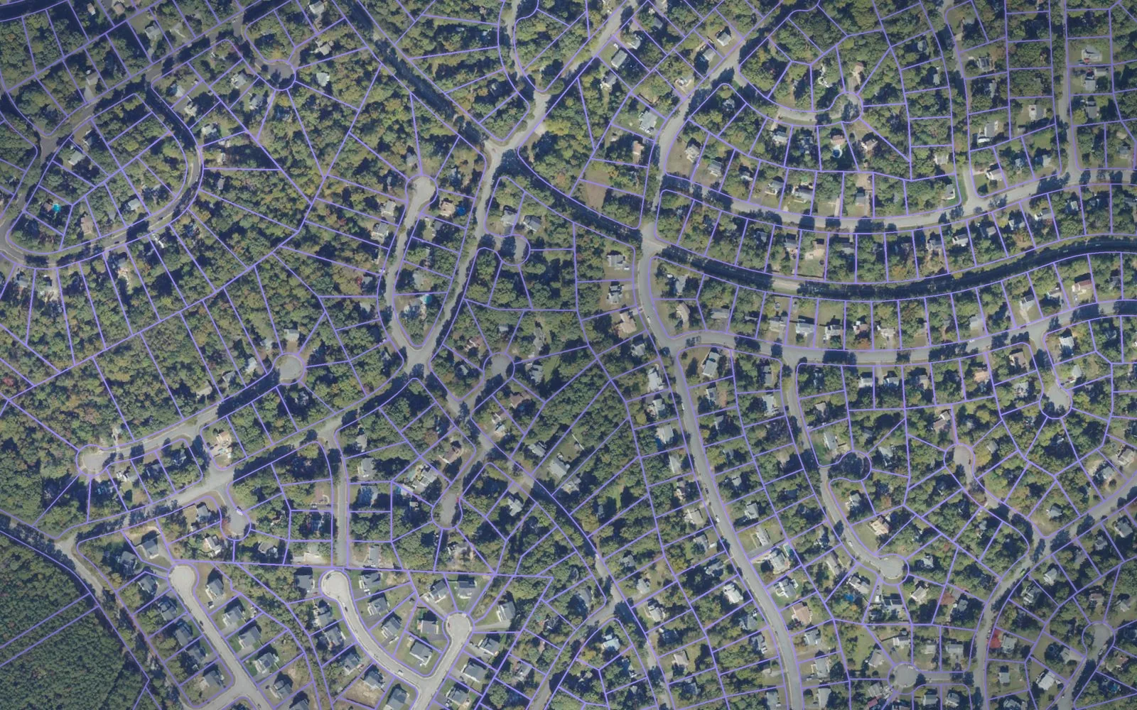 Parcel boundaries over aerial imagery of Chesterfield County, Virginia