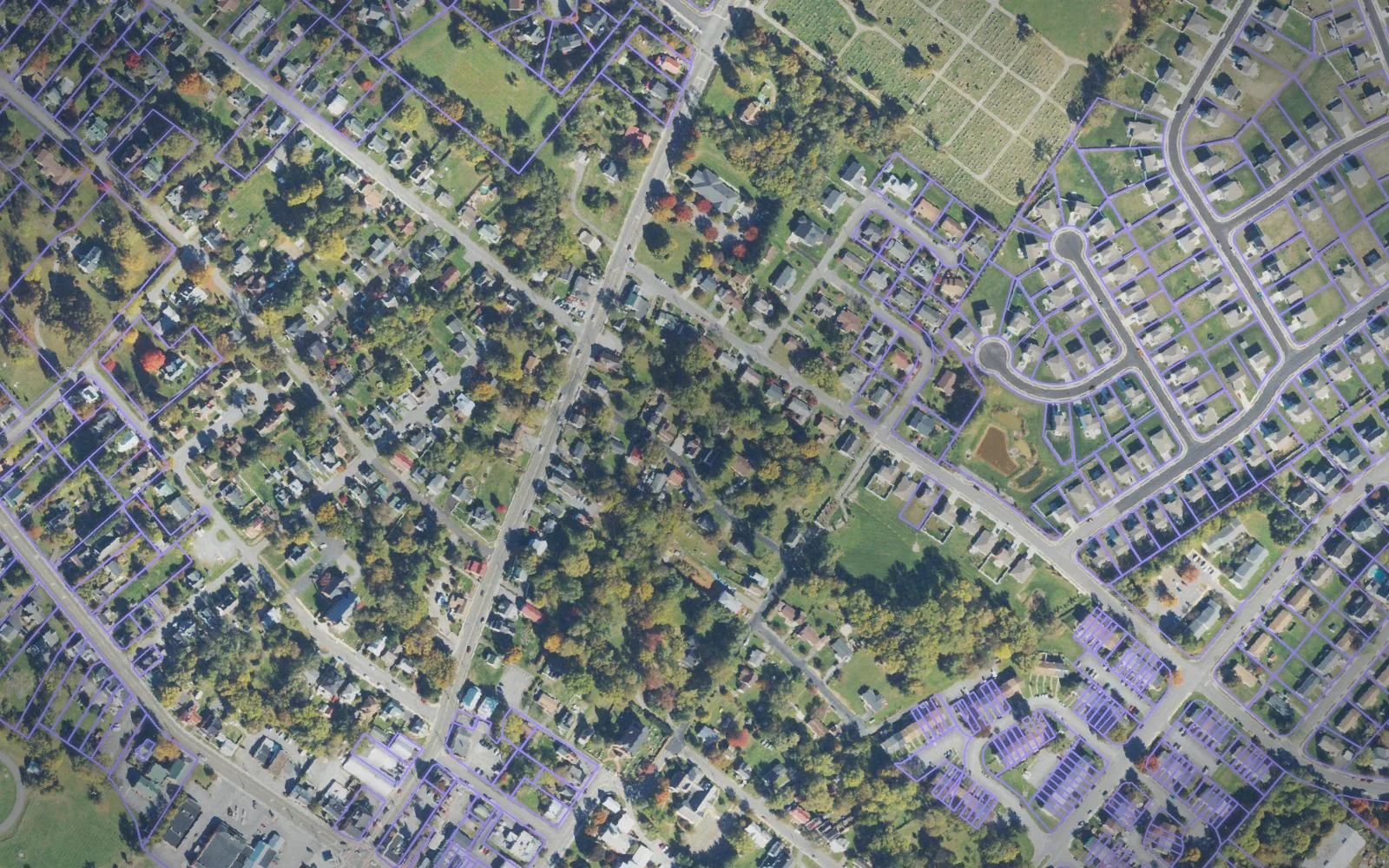 Parcel boundaries over aerial imagery of Clarke County, Virginia