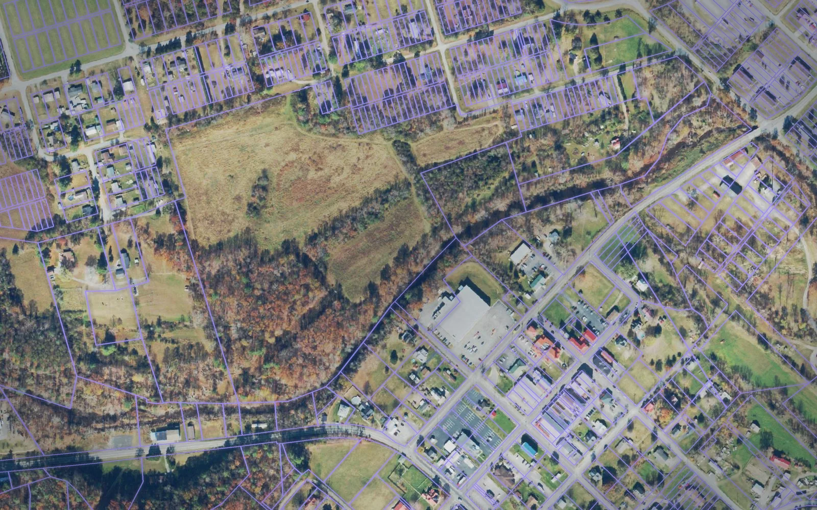 Parcel boundaries over aerial imagery of Craig County, Virginia