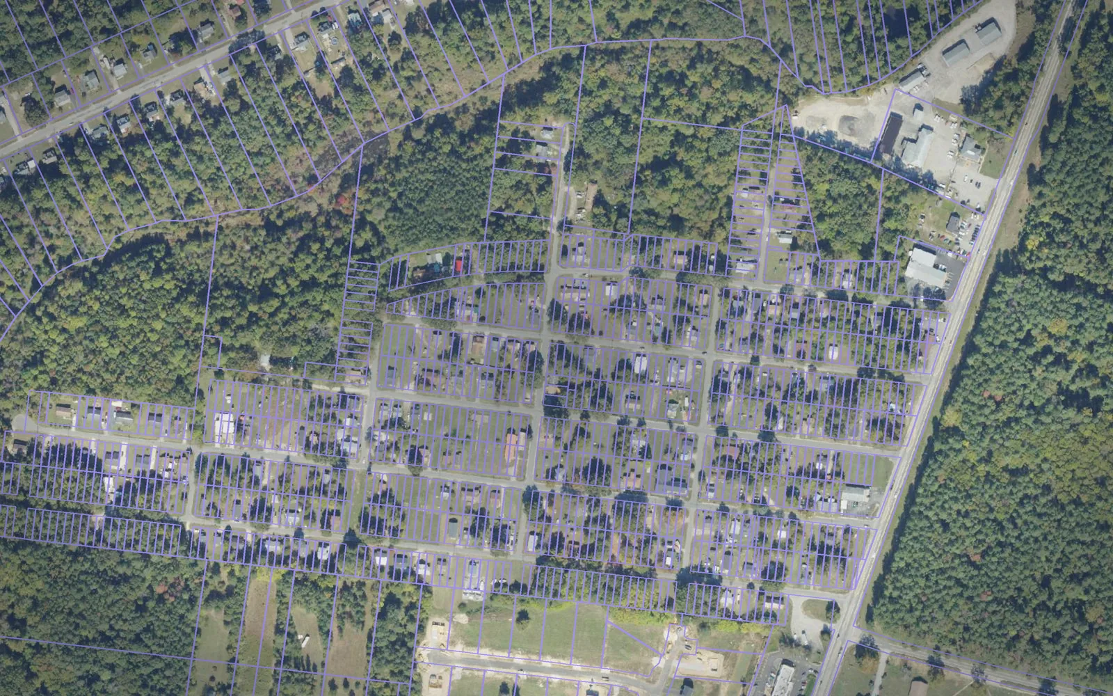 Parcel boundaries over aerial imagery of Dinwiddie County, Virginia