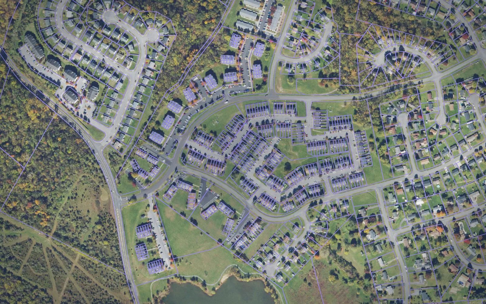 Parcel boundaries over aerial imagery of Frederick County, Virginia