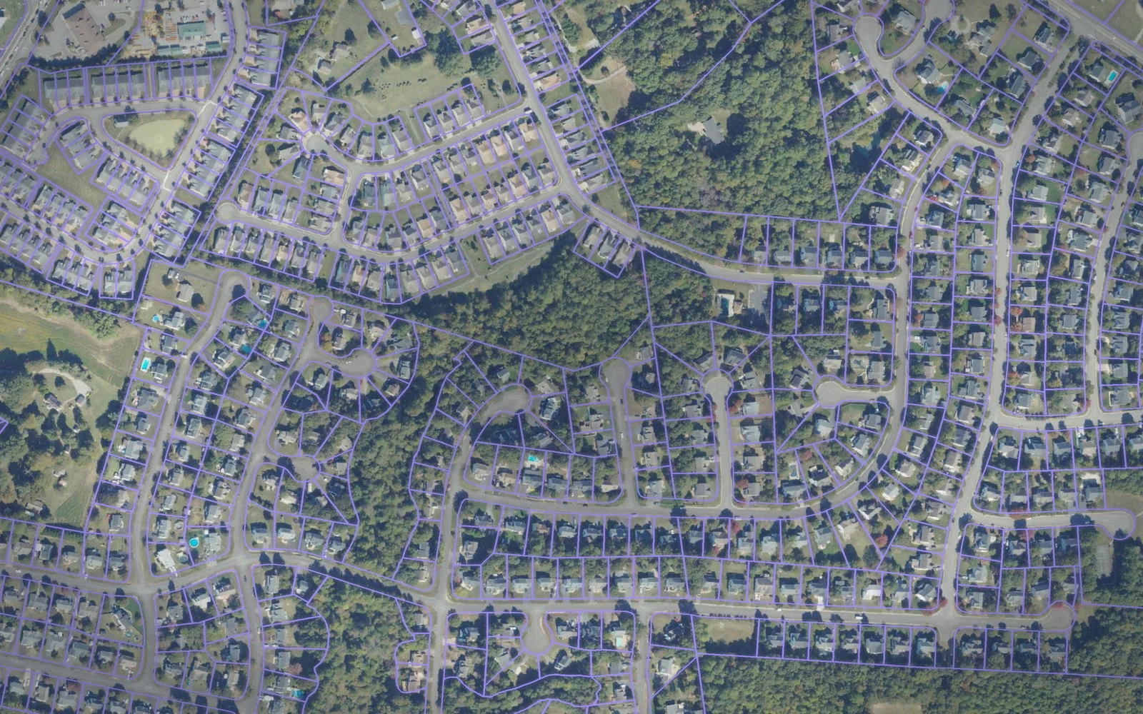 Parcel boundaries over aerial imagery of Hanover County, Virginia