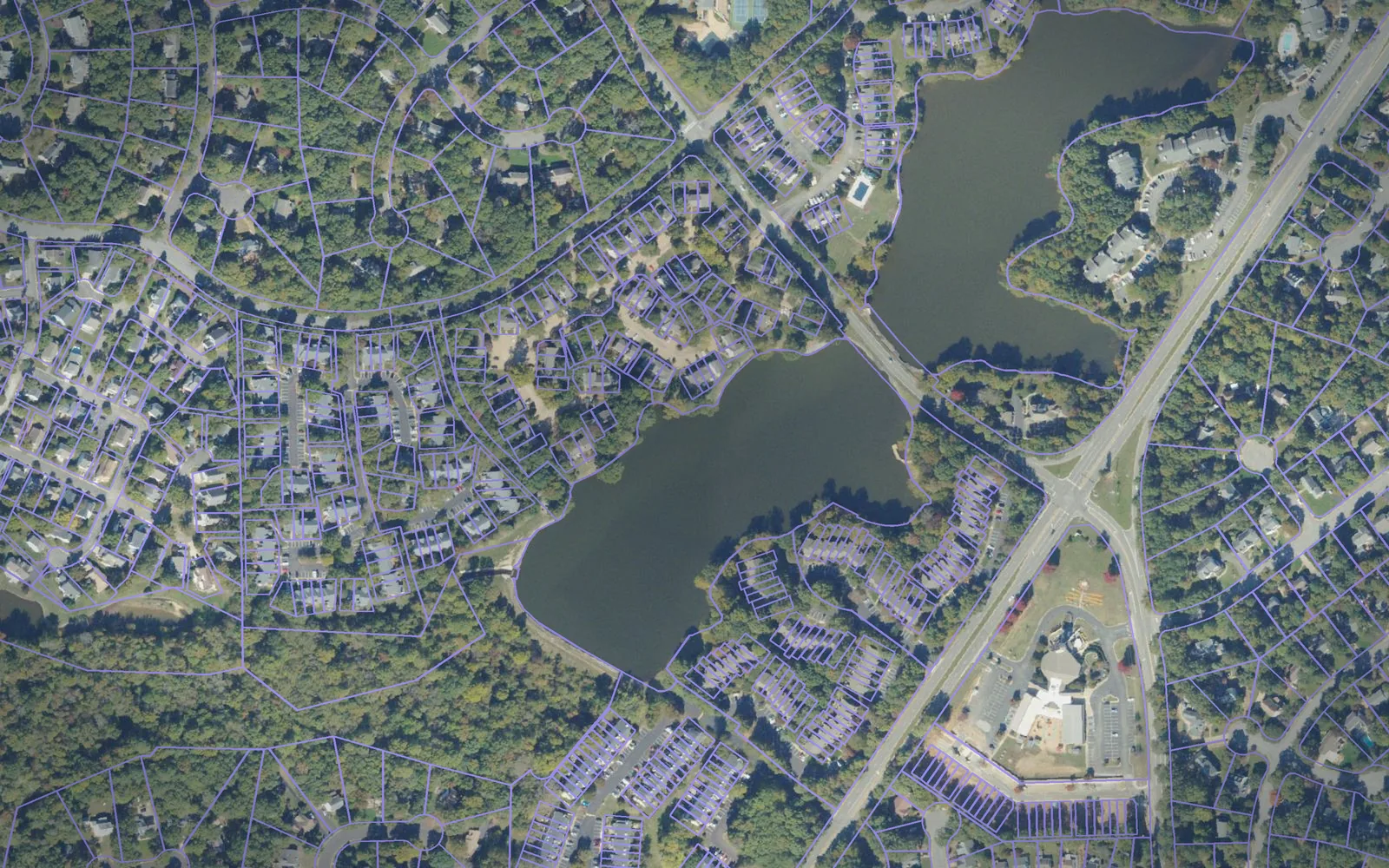 Parcel boundaries over aerial imagery of Henrico County, Virginia