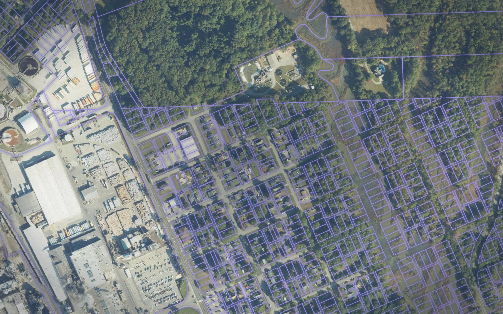 Parcel boundaries over aerial imagery of King William County, Virginia