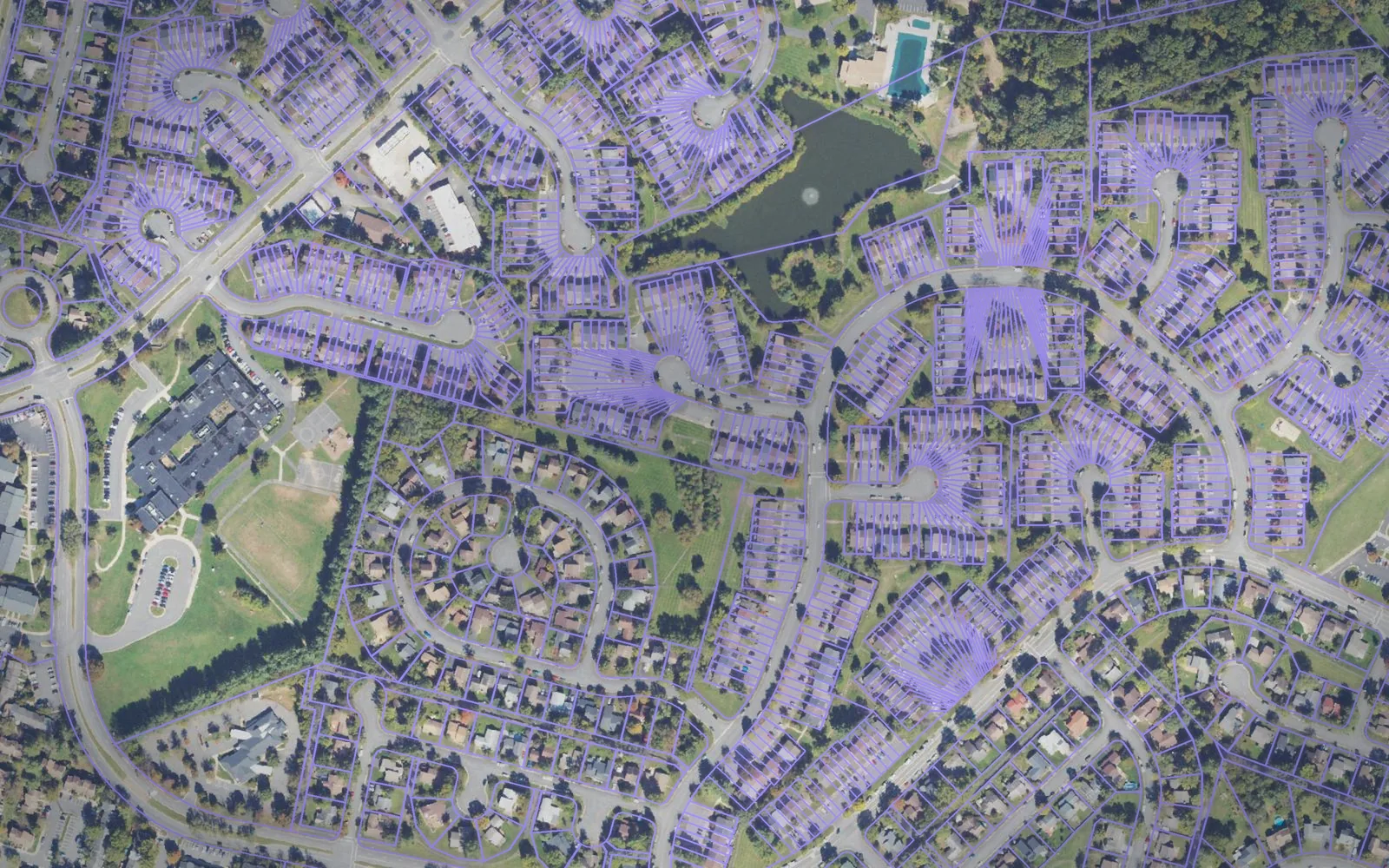 Parcel boundaries over aerial imagery of Loudoun County, Virginia