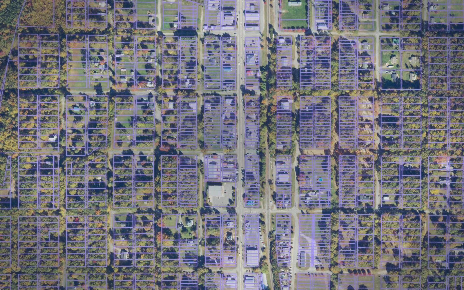 Parcel boundaries over aerial imagery of Louisa County, Virginia