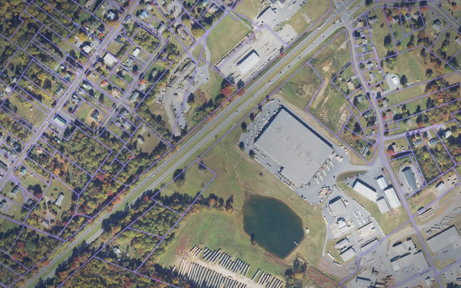 Parcel boundaries over aerial imagery of Madison County, Virginia