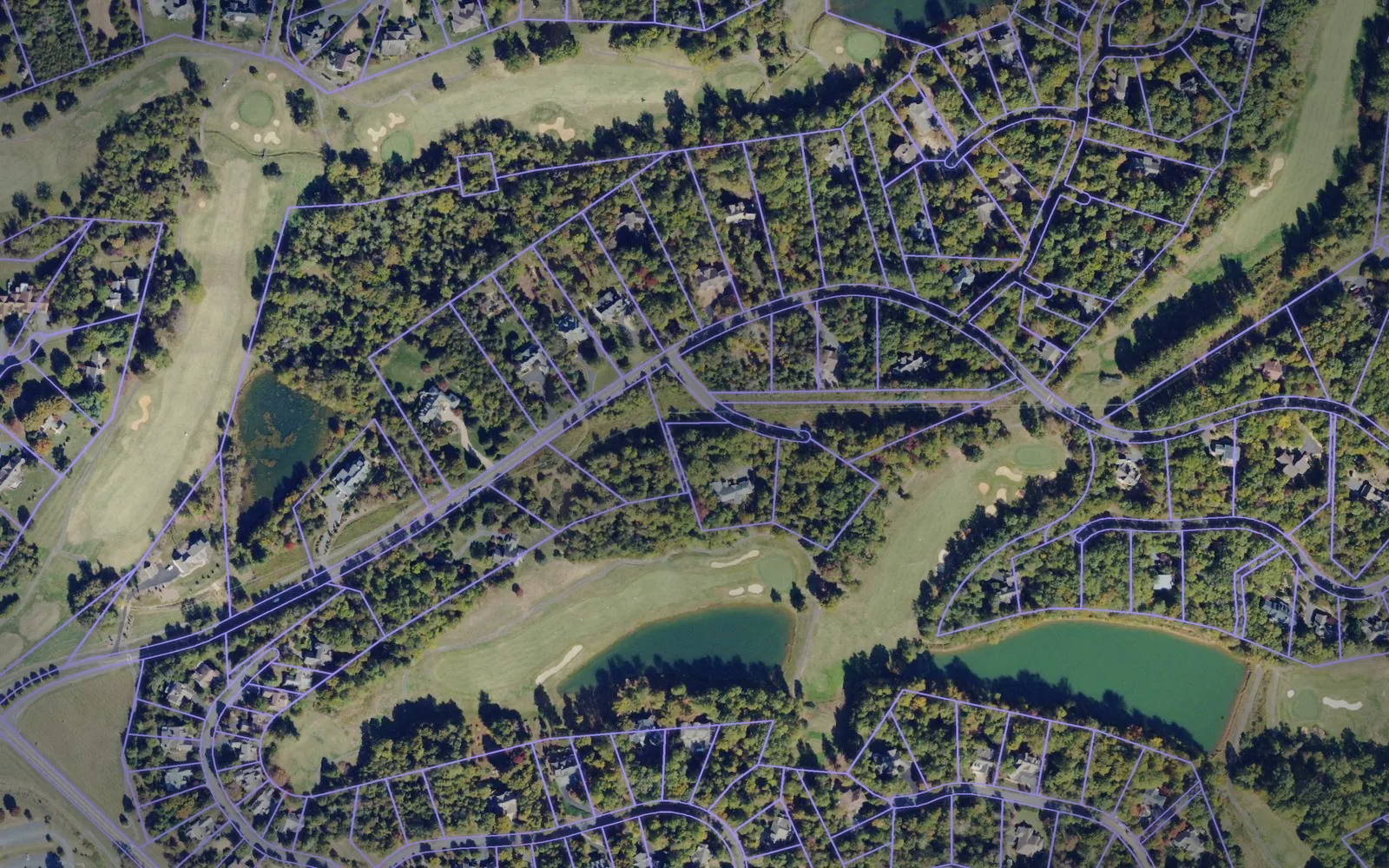 Parcel boundaries over aerial imagery of Nelson County, Virginia