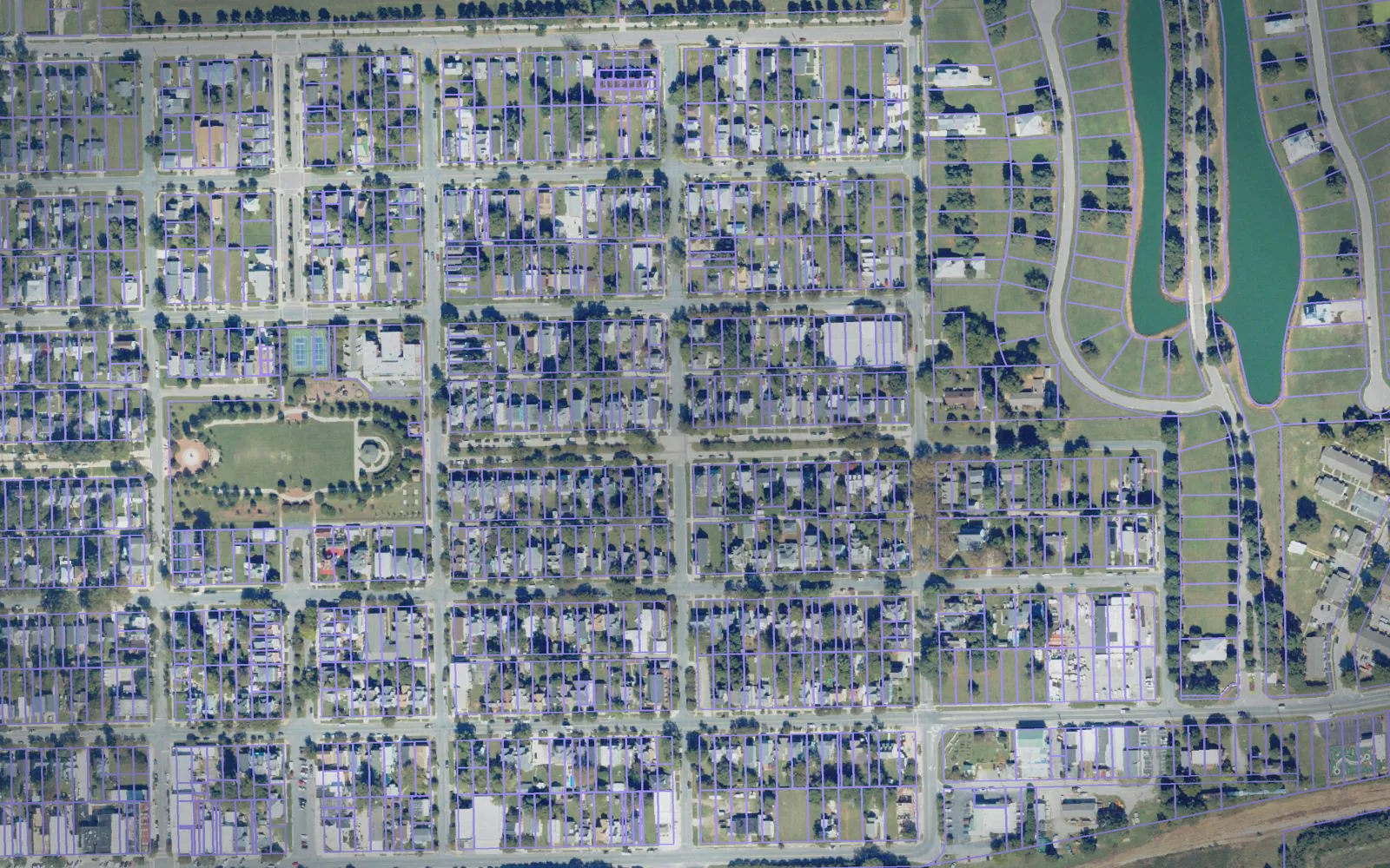 Parcel boundaries over aerial imagery of Northampton County, Virginia