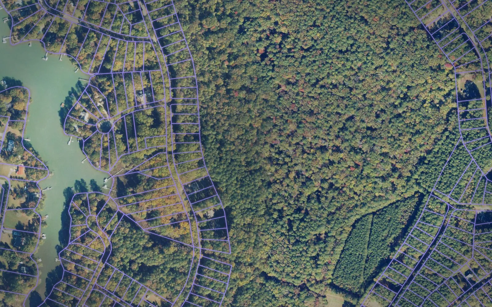 Parcel boundaries over aerial imagery of Northumberland County, Virginia