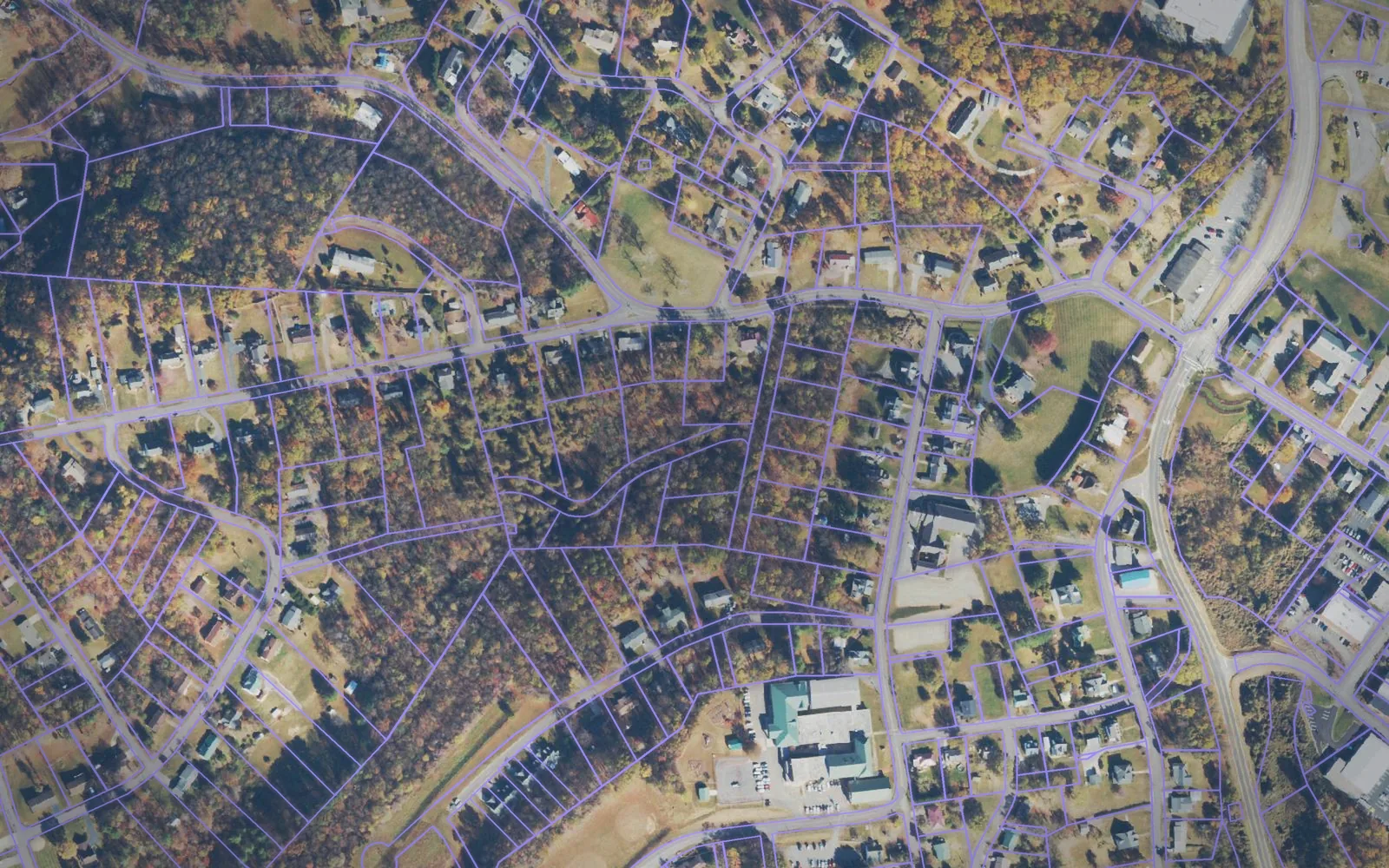 Parcel boundaries over aerial imagery of Patrick County, Virginia