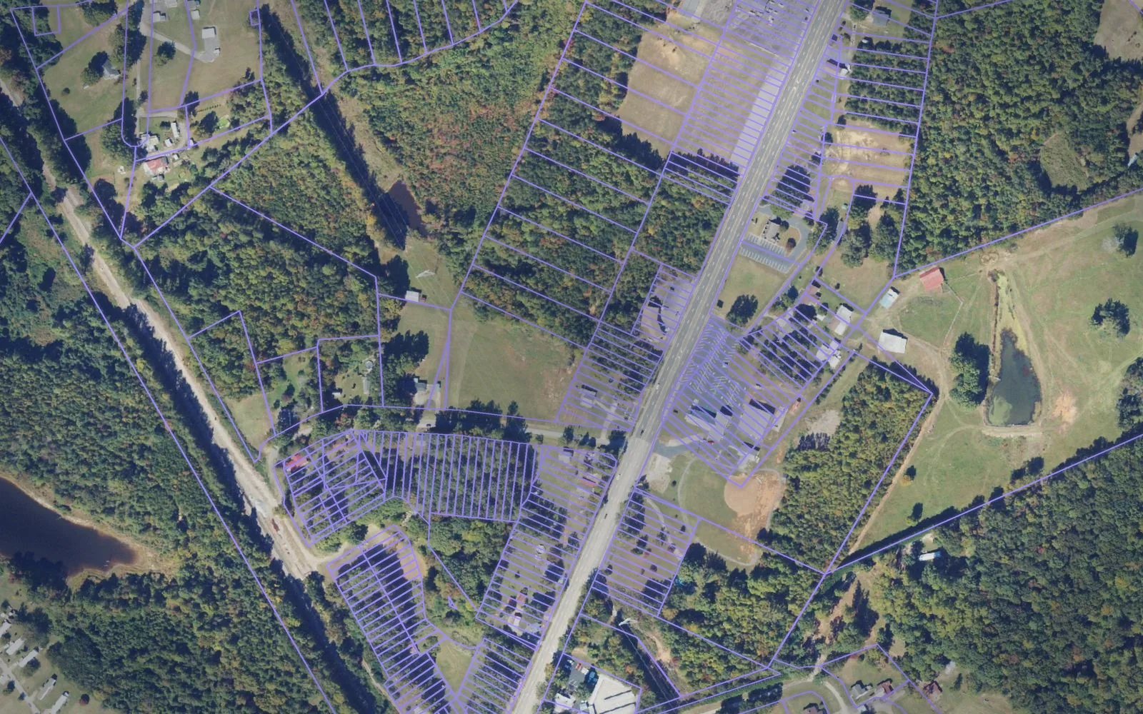 Parcel boundaries over aerial imagery of Pittsylvania County, Virginia