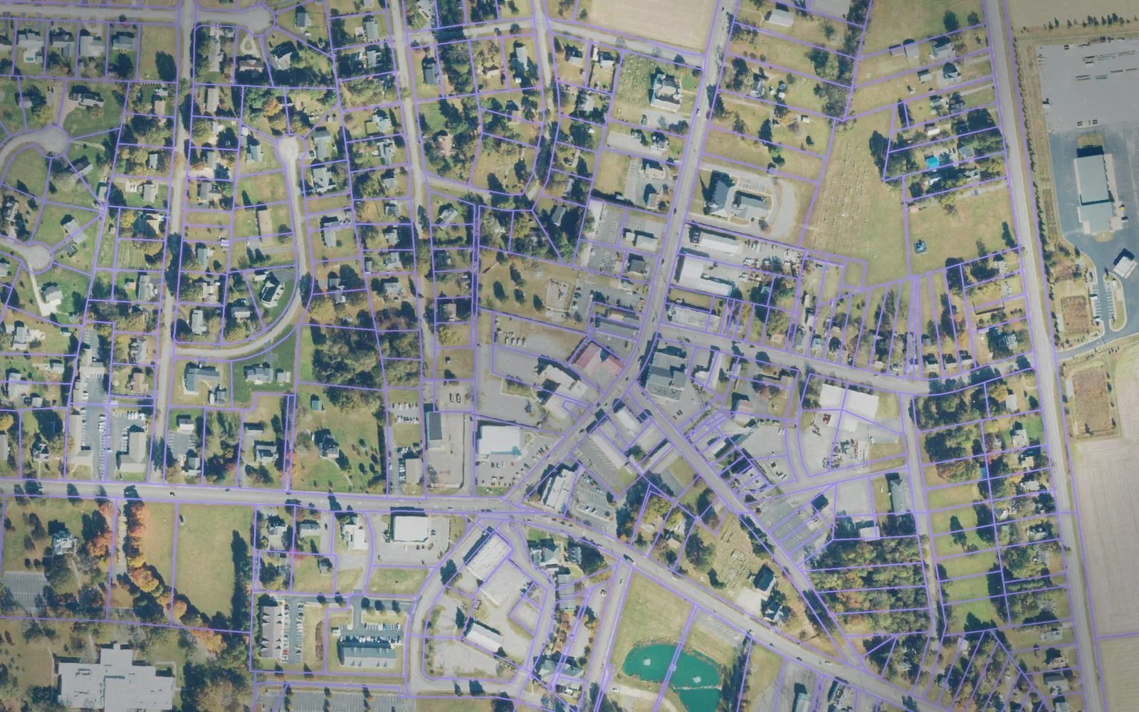 Parcel boundaries over aerial imagery of Richmond County, Virginia
