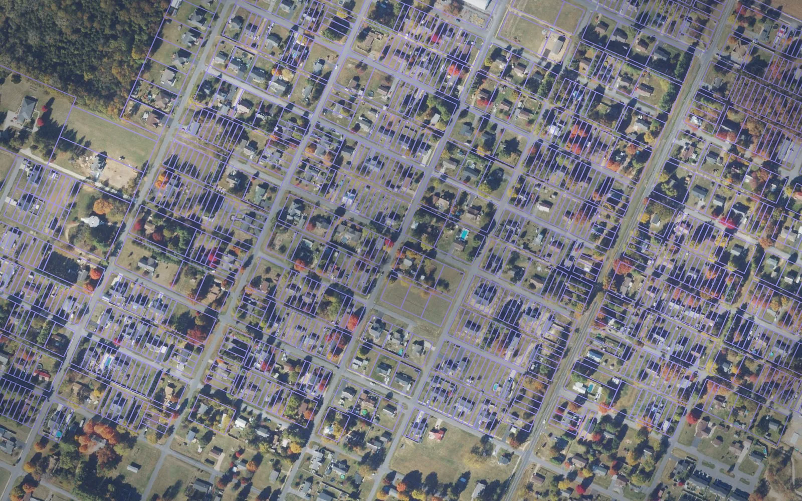 Parcel boundaries over aerial imagery of Rockingham County, Virginia