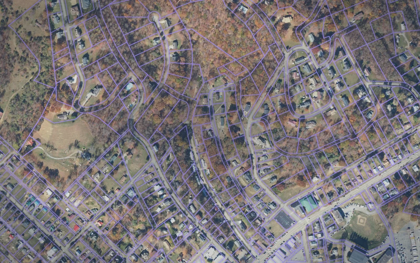 Parcel boundaries over aerial imagery of Scott County, Virginia