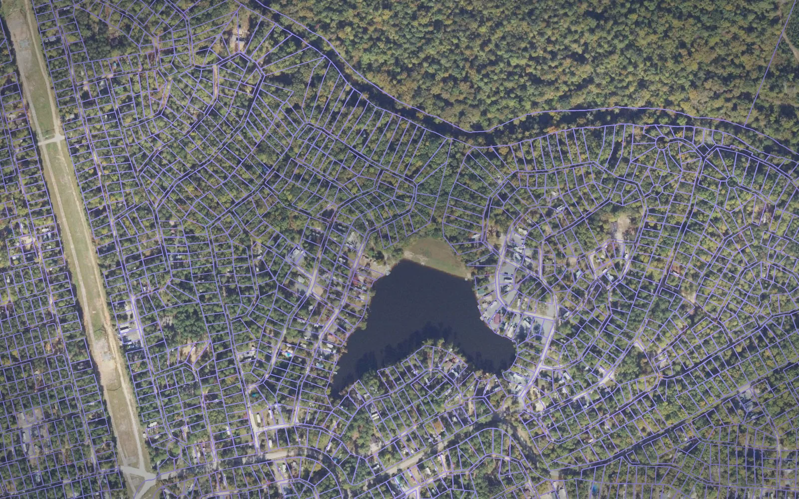Parcel boundaries over aerial imagery of Spotsylvania County, Virginia