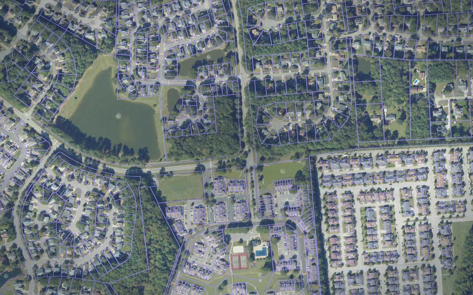 Parcel boundaries over aerial imagery of York County, Virginia