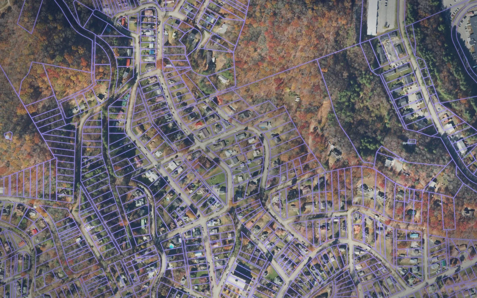 Parcel boundaries over aerial imagery of Norton city, Virginia